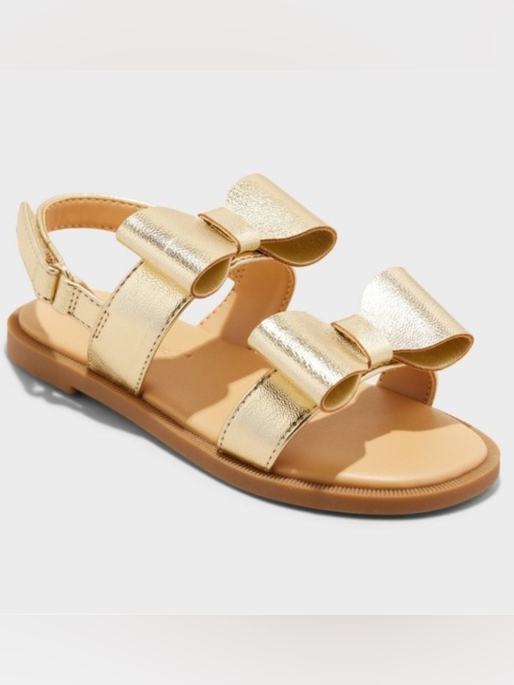 Cat & Jack Metallic Gold Bow Toddler Sandals Size 5